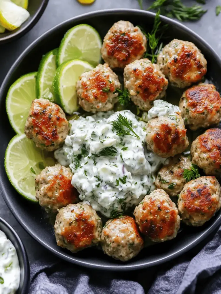 Greek Turkey Meatballs with Tzatziki Sauce