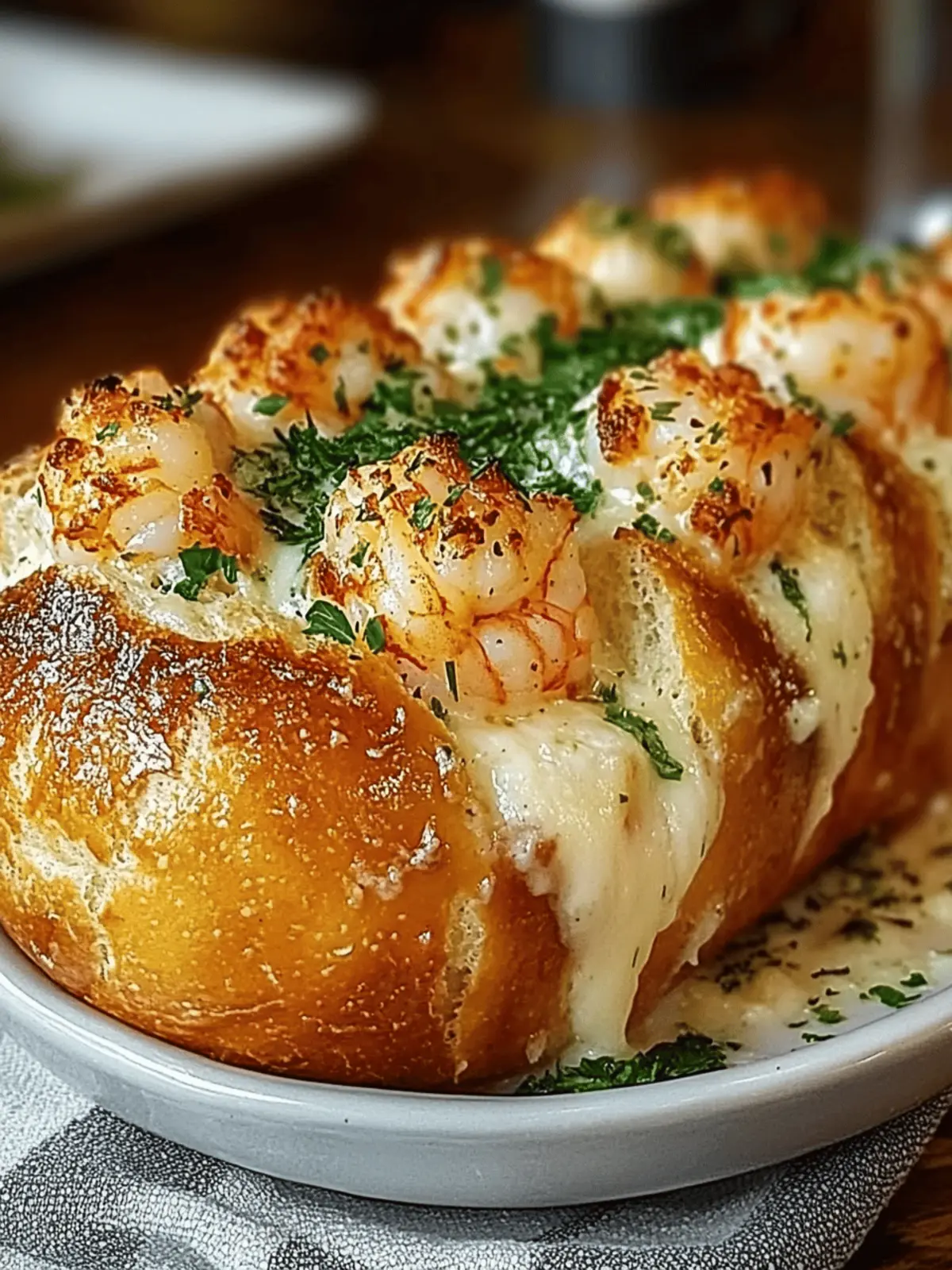 Crabby Shrimp-Stuffed Garlic Bread Bombs