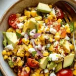 Grilled Corn Salad with Avocado, Goat Cheese & Hot Honey Vinaigrette