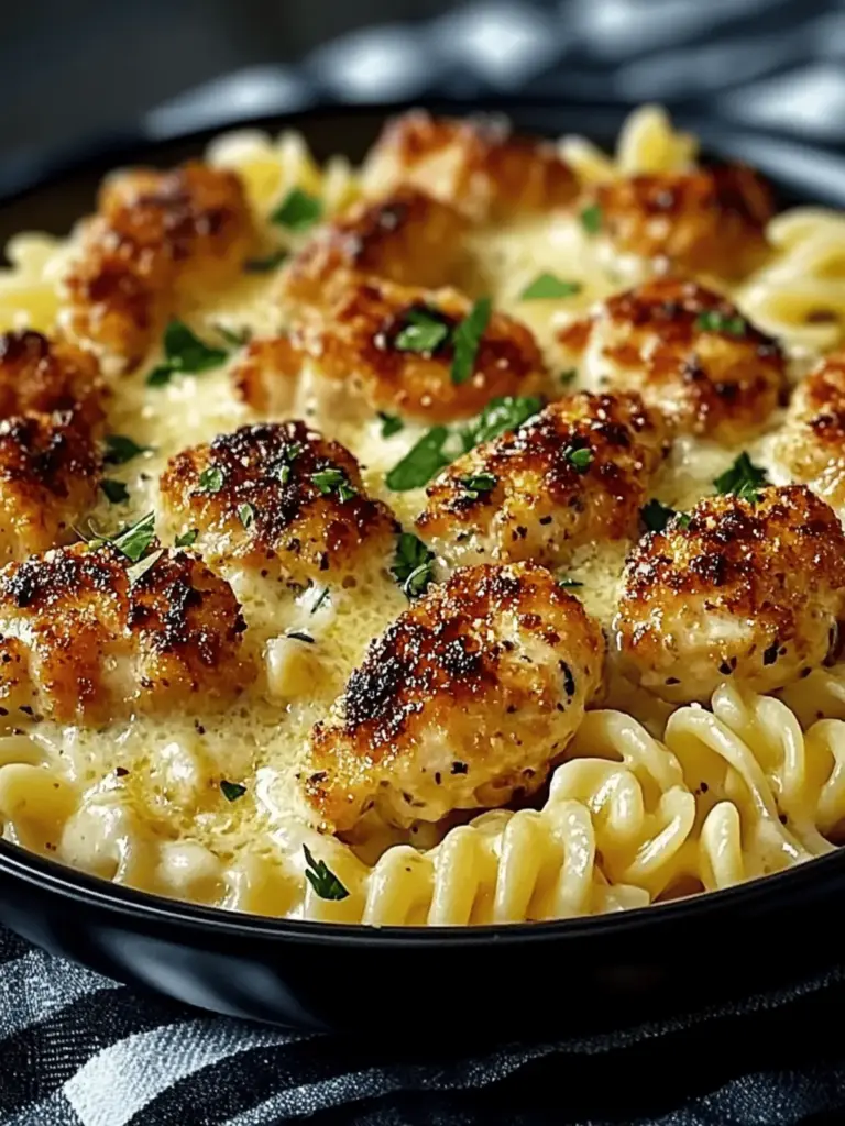 Garlic Parmesan Chicken Bites with Creamy Rotini