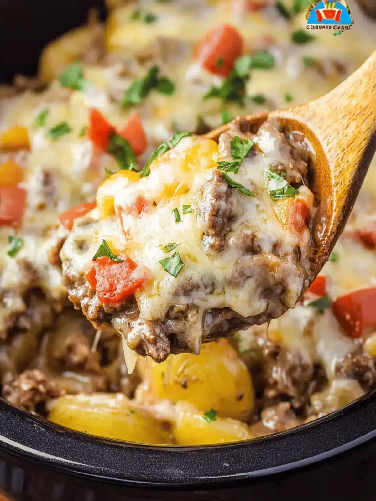 Crockpot Cheesesteak Potato