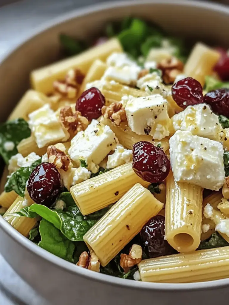 Feta Cranberry Rigatoni Salad with Lemon Vinaigrette