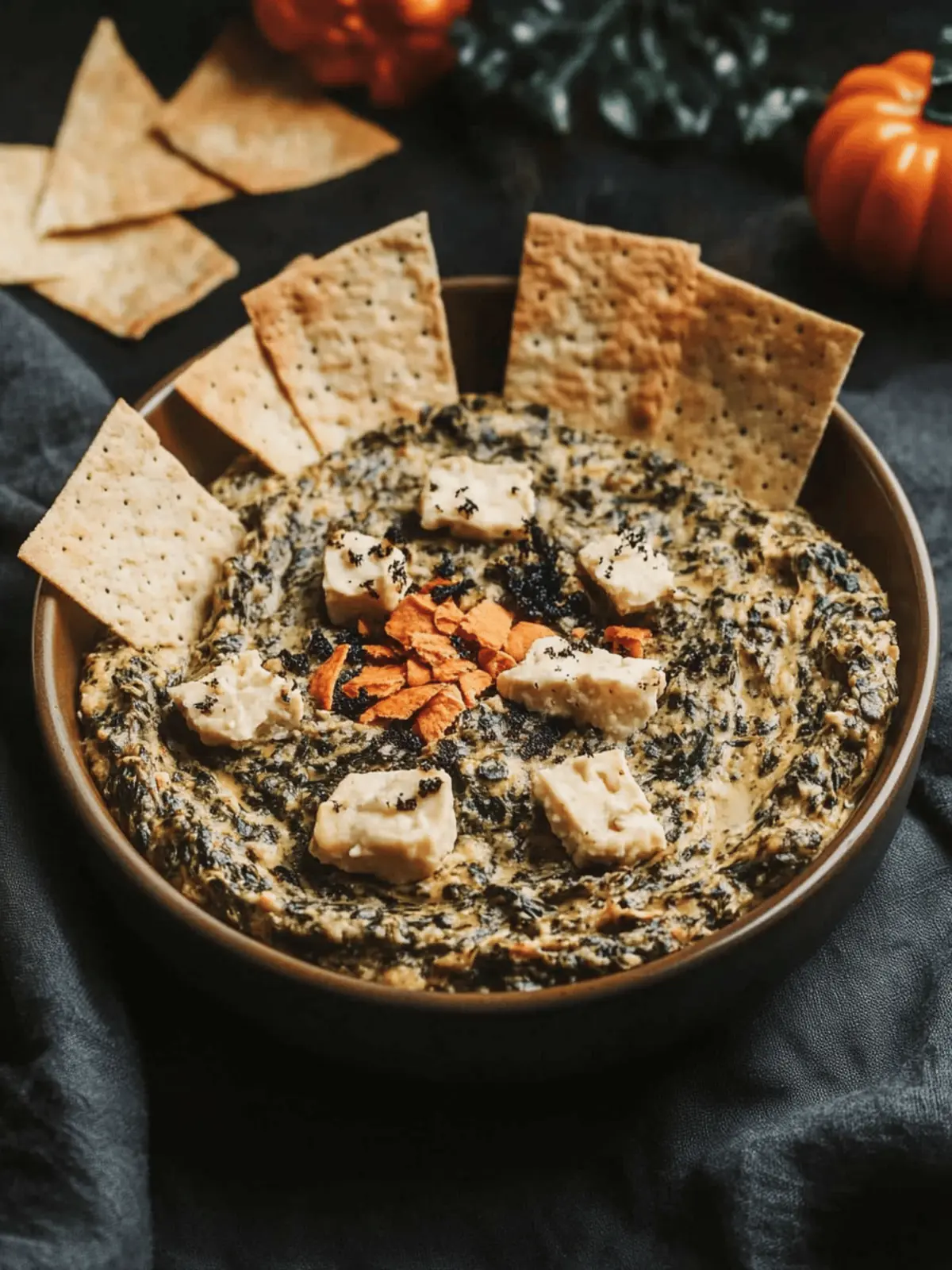 Spooky Halloween Graveyard Spinach Dip