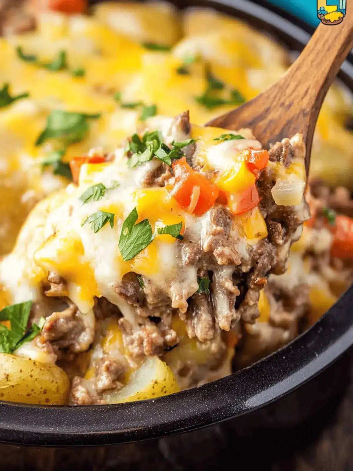 Crockpot Cheesesteak Potato