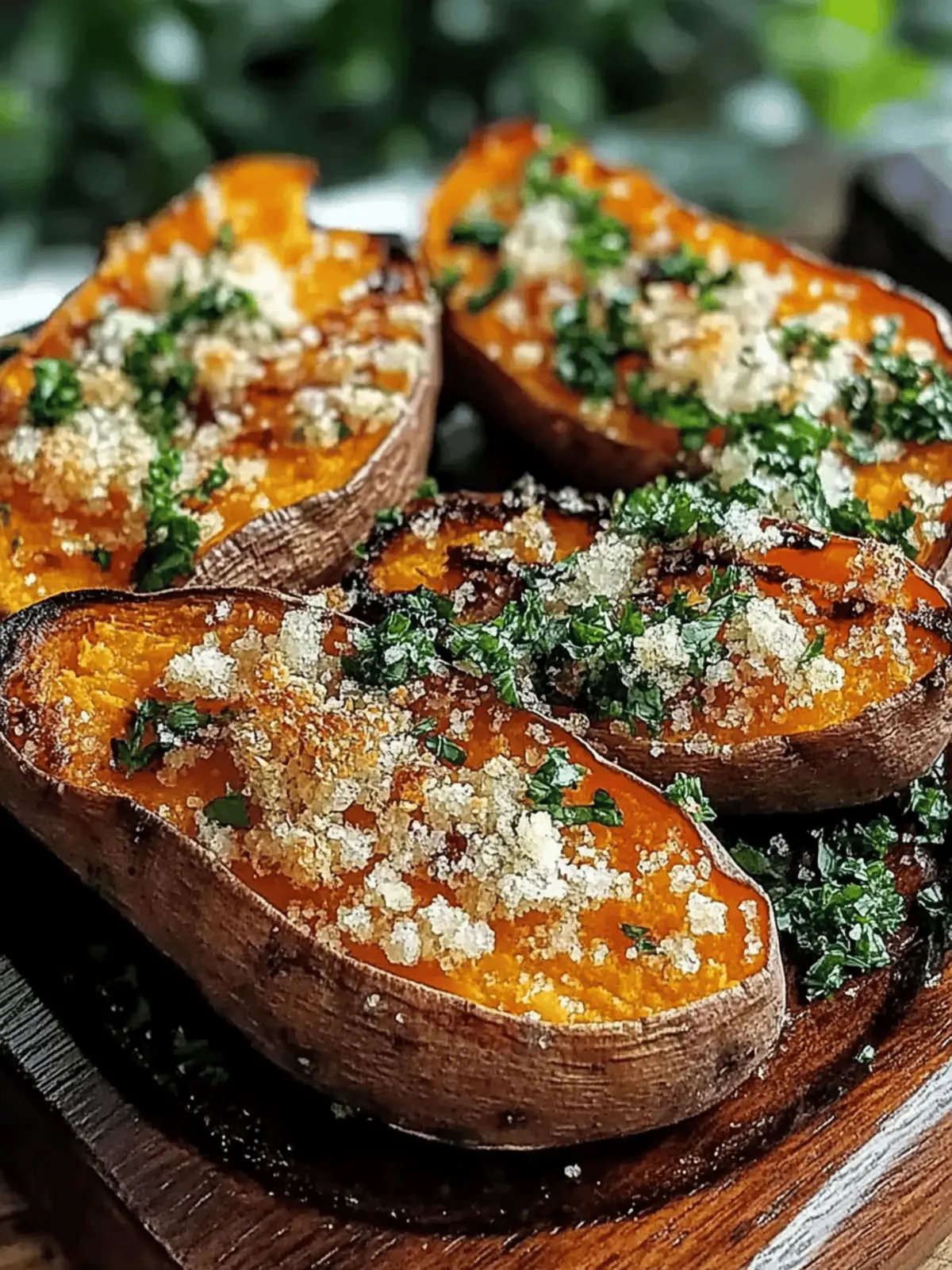 Garlic Parmesan Sweet Potato Wedges