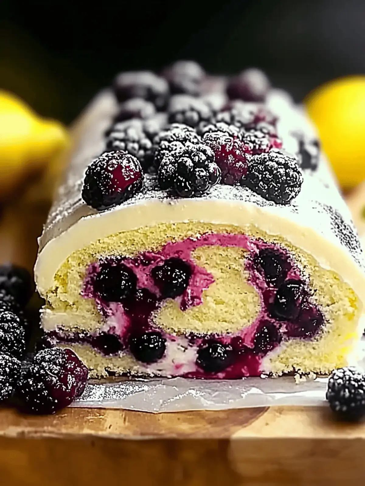 Lemon and Blackberry Cake Roll