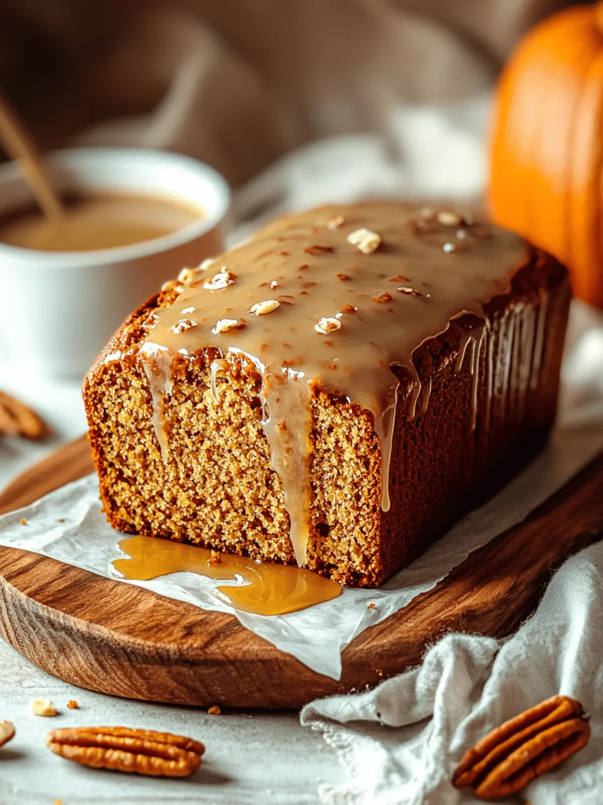 Brown Butter Pumpkin Bread with a Salted Maple Glaze
