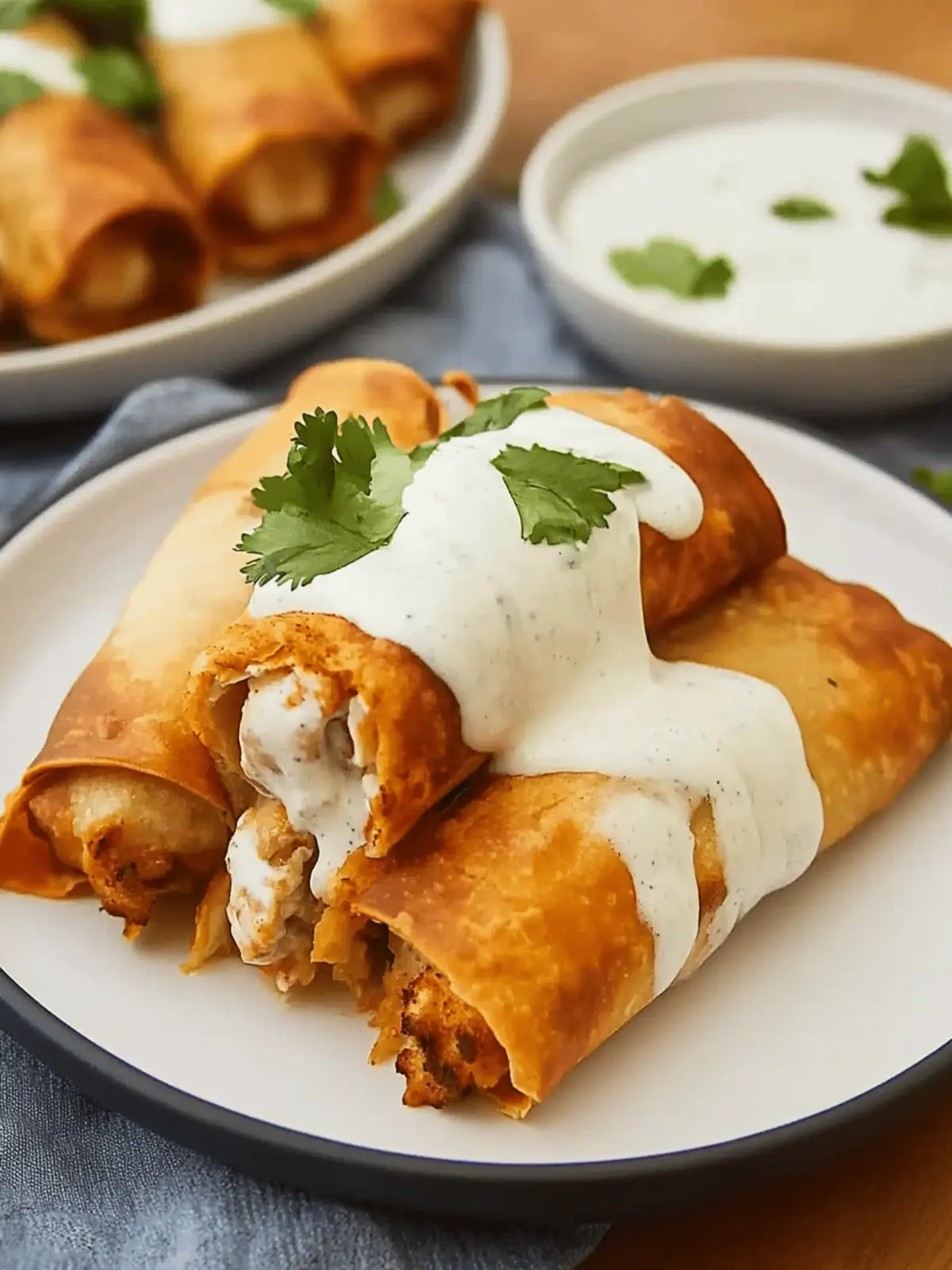 Chicken Chimichangas with Sour Cream Sauce
