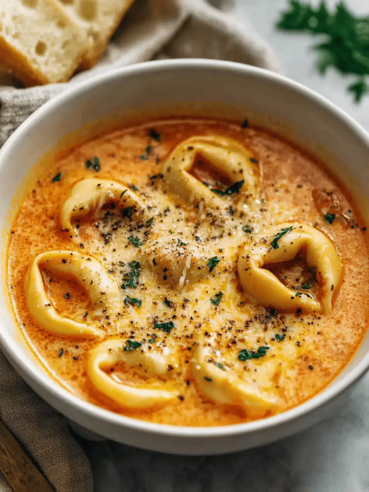 Parmesan Tomato Tortellini Soup