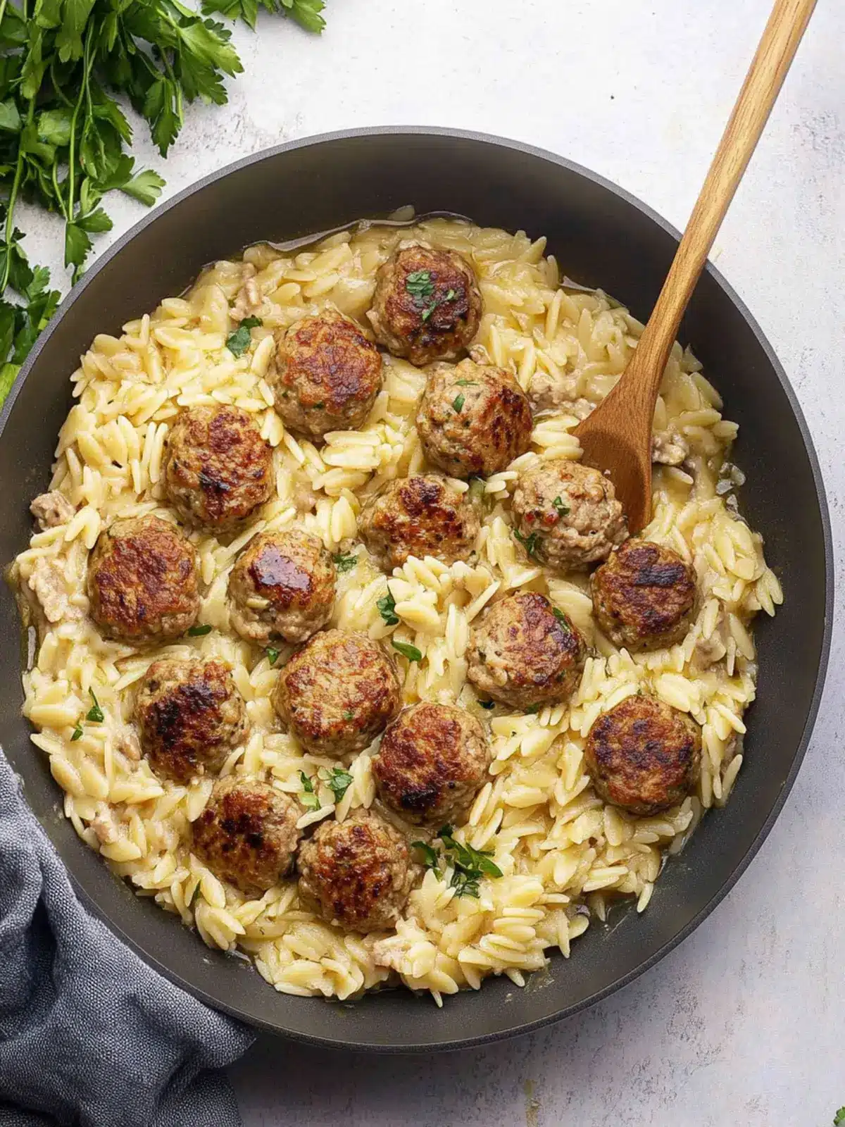 Chicken Meatballs with Orzo