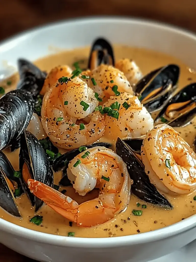 Shrimp and Mussels in Creamy Garlic Sauce