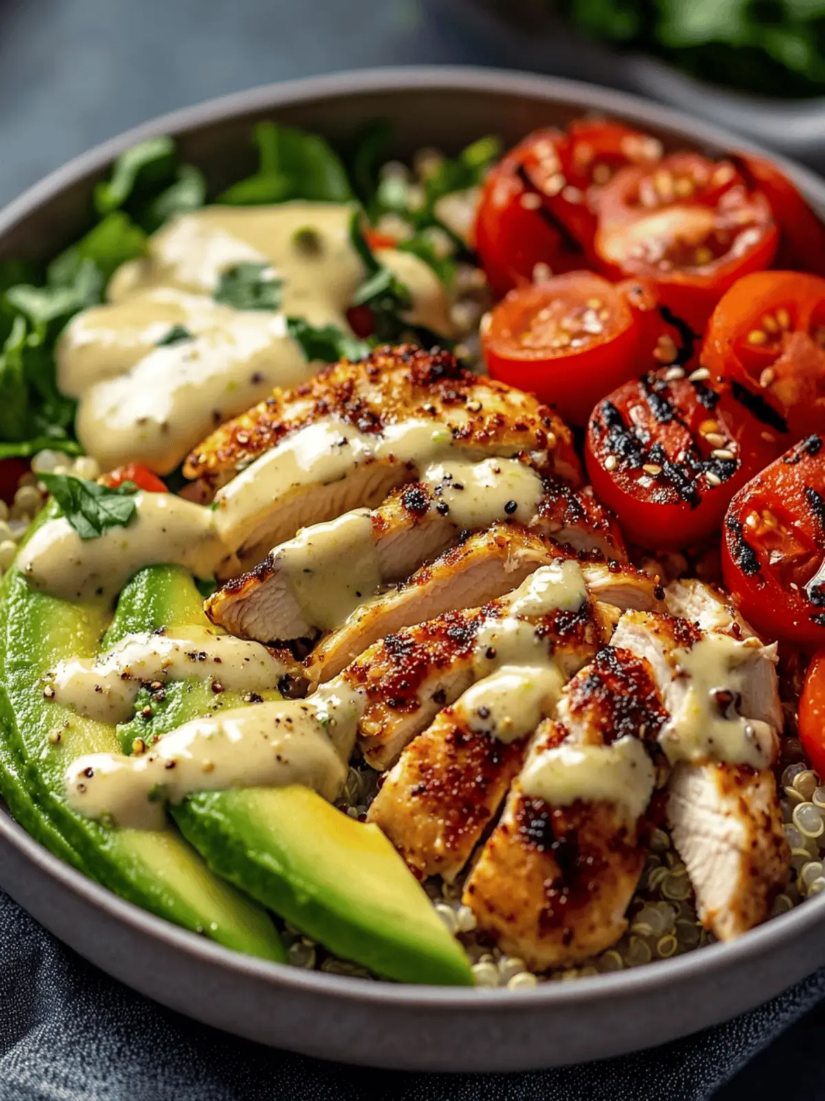Creamy Avocado Chicken Quinoa Bowl