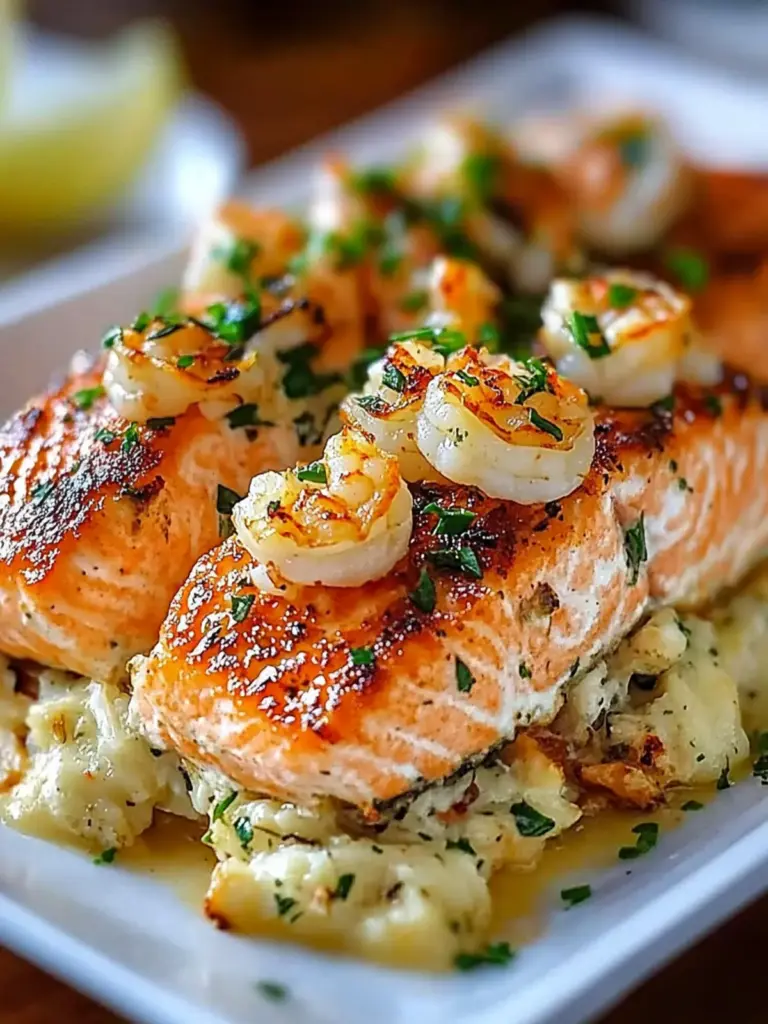 Elegant Crab Shrimp Stuffed Salmon