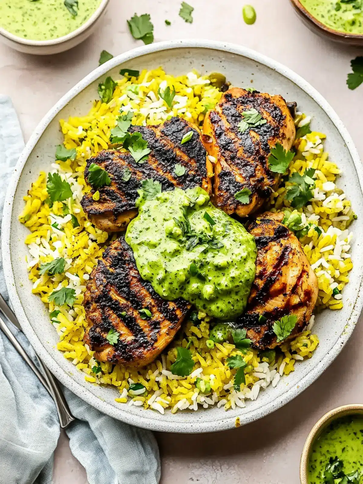 Peruvian Chicken & Rice with Green Sauce