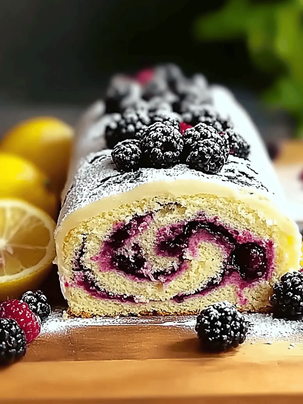 Lemon and Blackberry Cake Roll
