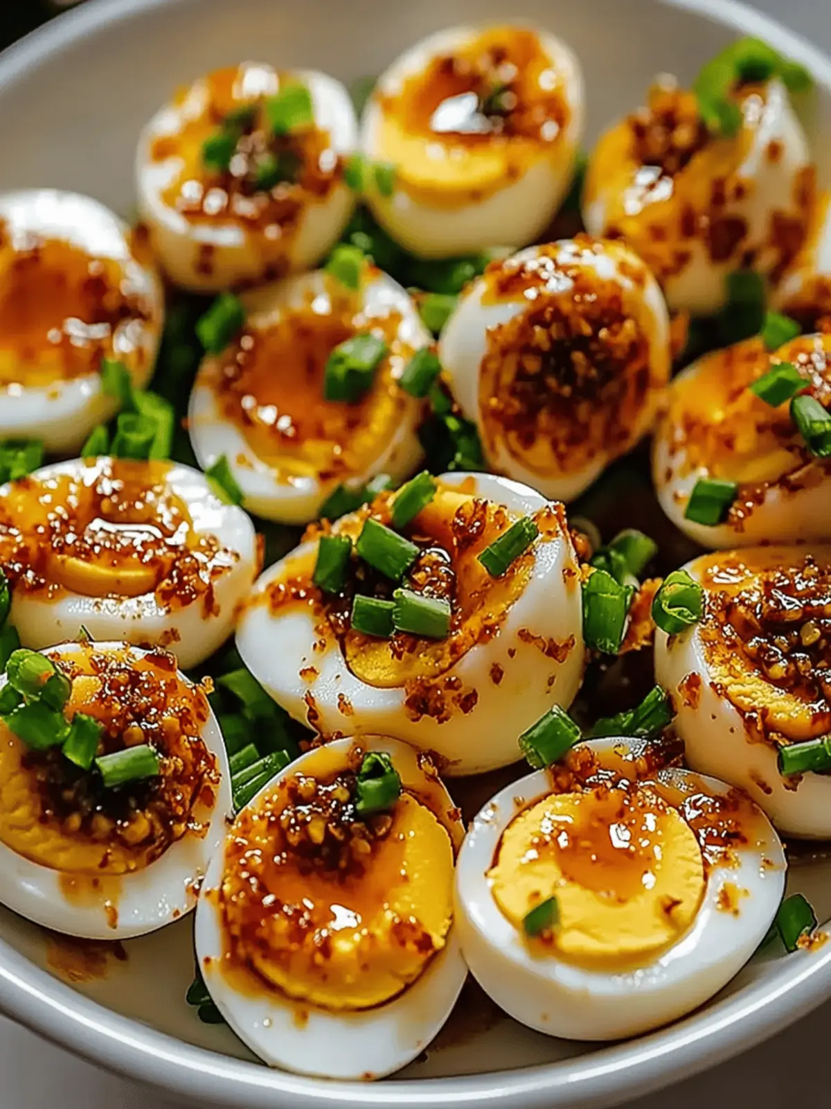 Spicy Chili Garlic Deviled Eggs