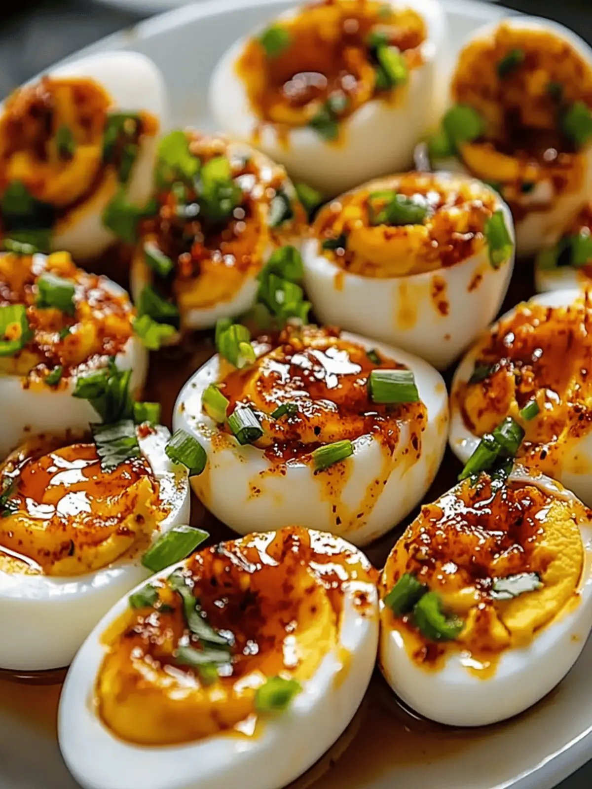 Spicy Chili Garlic Deviled Eggs