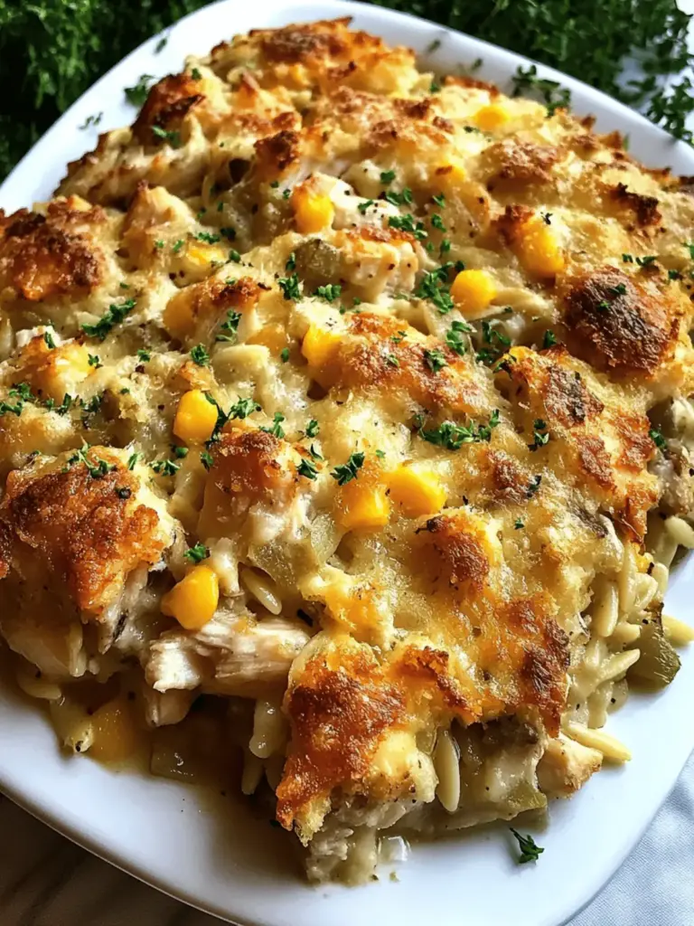 French Onion Chicken Orzo Casserole