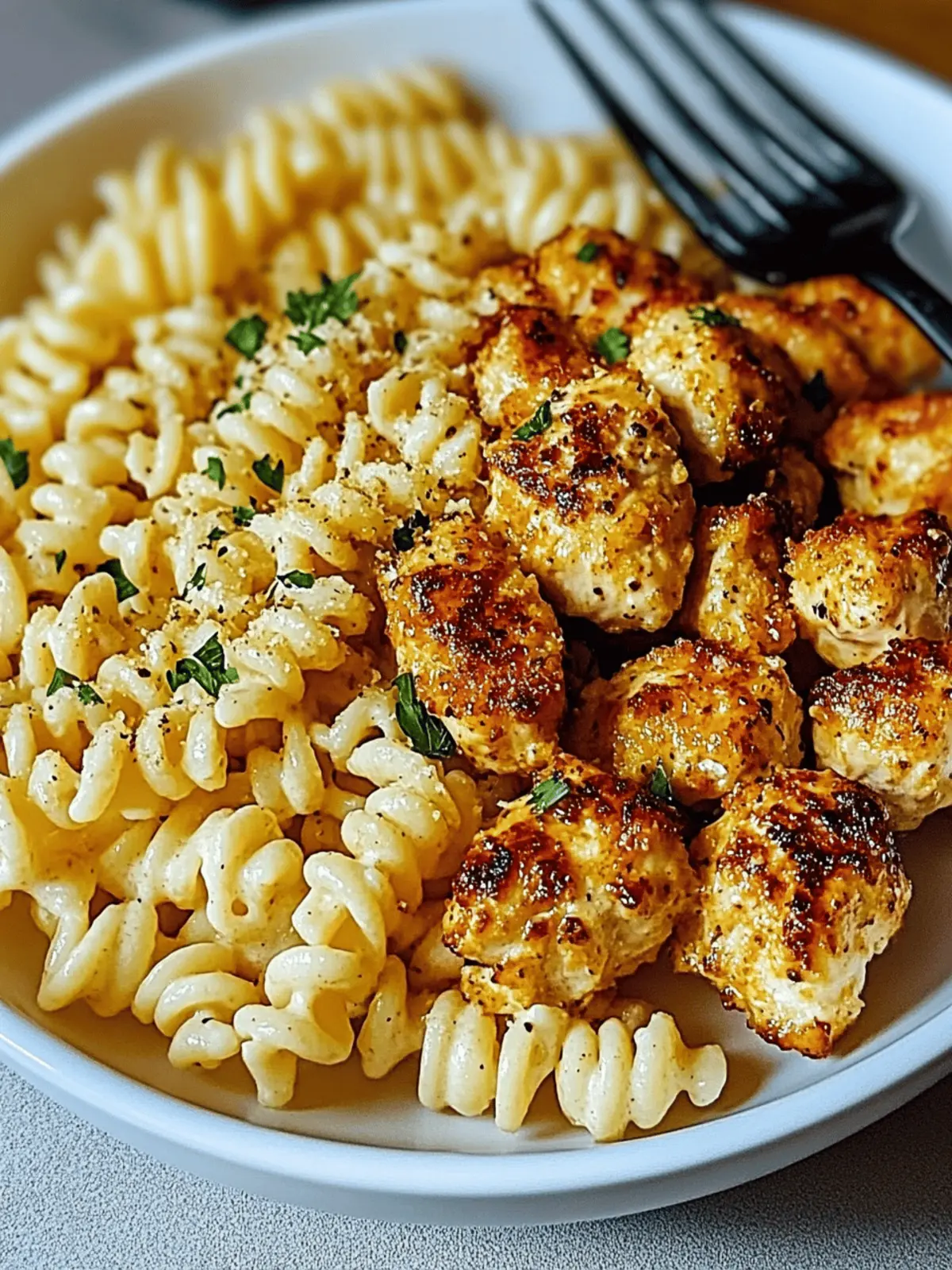 Garlic Parmesan Chicken Bites with Creamy Rotini Made Easy 2 Garlic Parmesan Chicken Bites with Creamy Rotini
