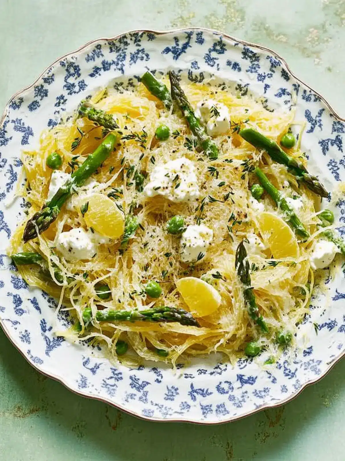 Spaghetti Squash with Asparagus, Ricotta, Lemon, and Thyme