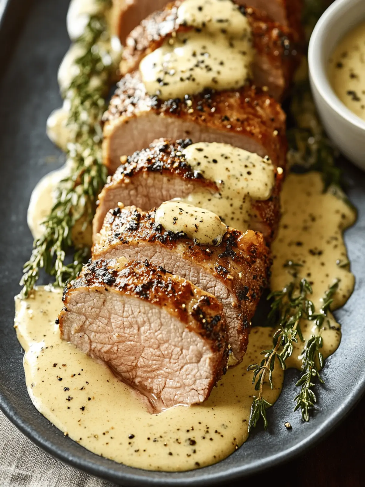 Oven-Baked Pork Tenderloin with Dijon Cream Sauce