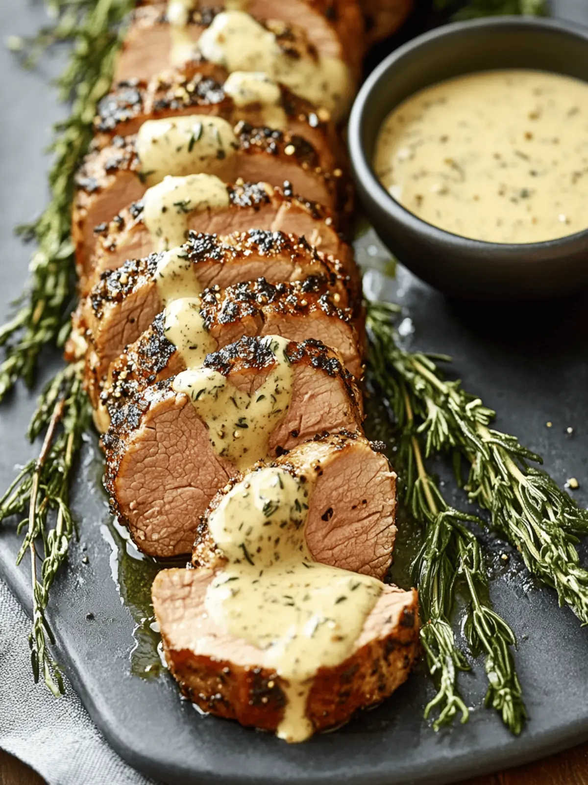 Oven-Baked Pork Tenderloin with Dijon Cream Sauce