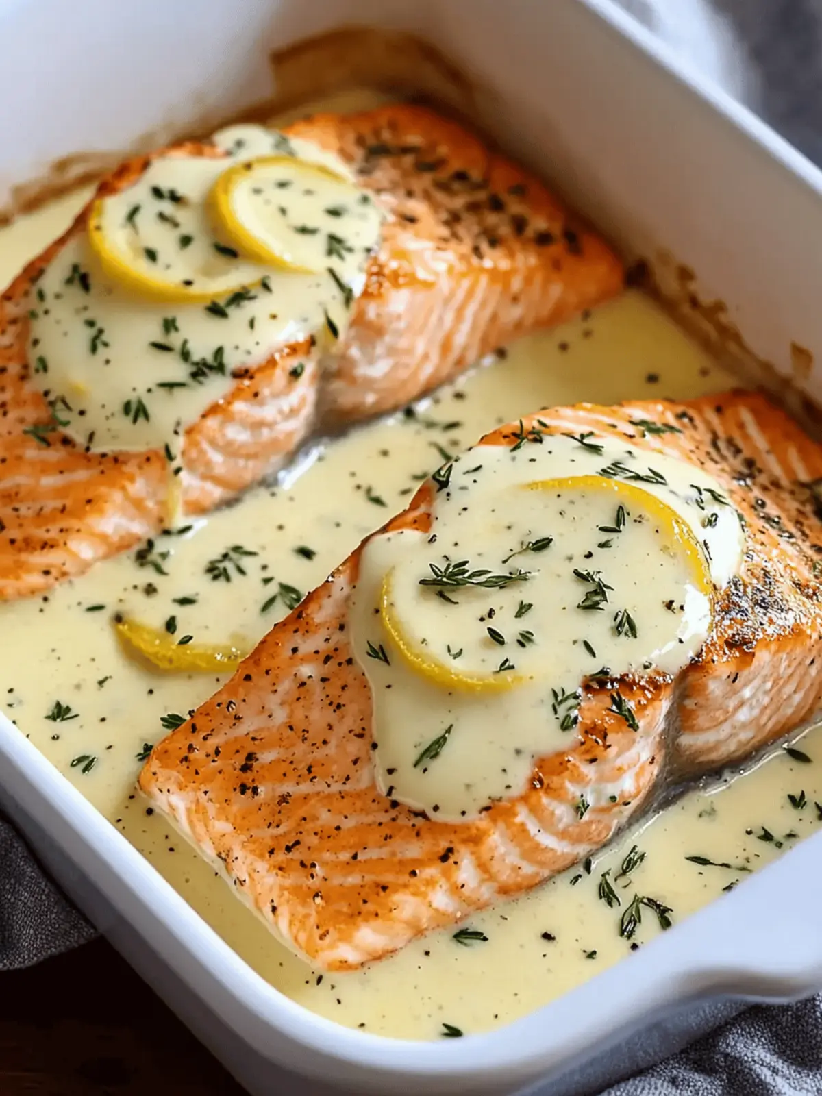 Baked Salmon with Lemon Butter Cream Sauce