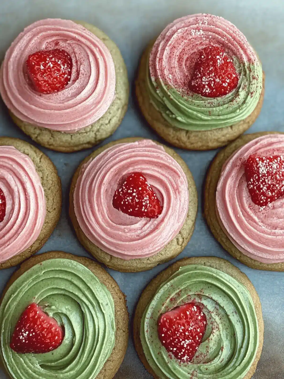 Strawberry Matcha Cookies