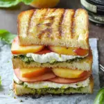 Peach, Pesto & Burrata Sandwich