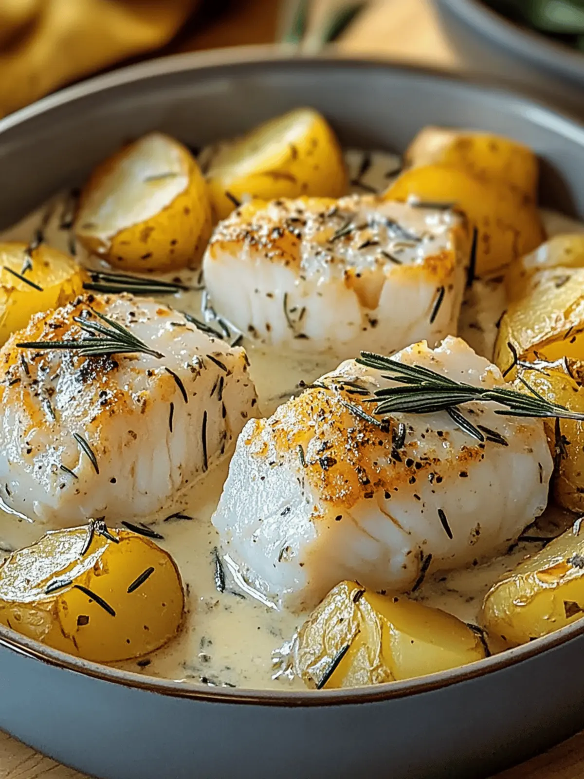 Rosemary Cream Sauce Cod & Potatoes