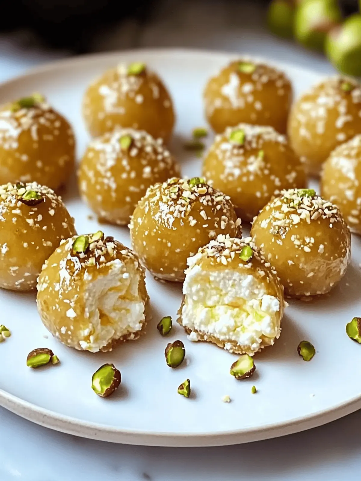Ricotta pistachio honey bites