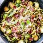Brussels Sprouts and Bacon Pesto Pasta