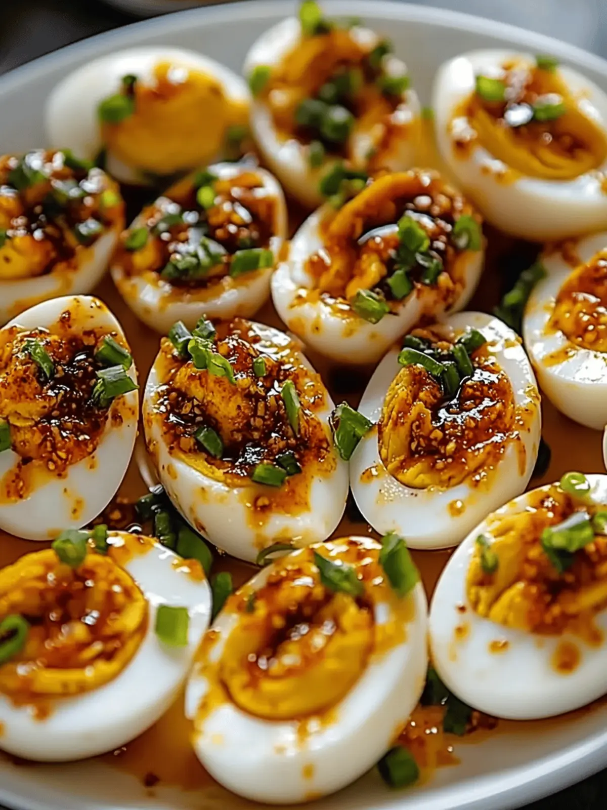 Spicy Chili Garlic Deviled Eggs