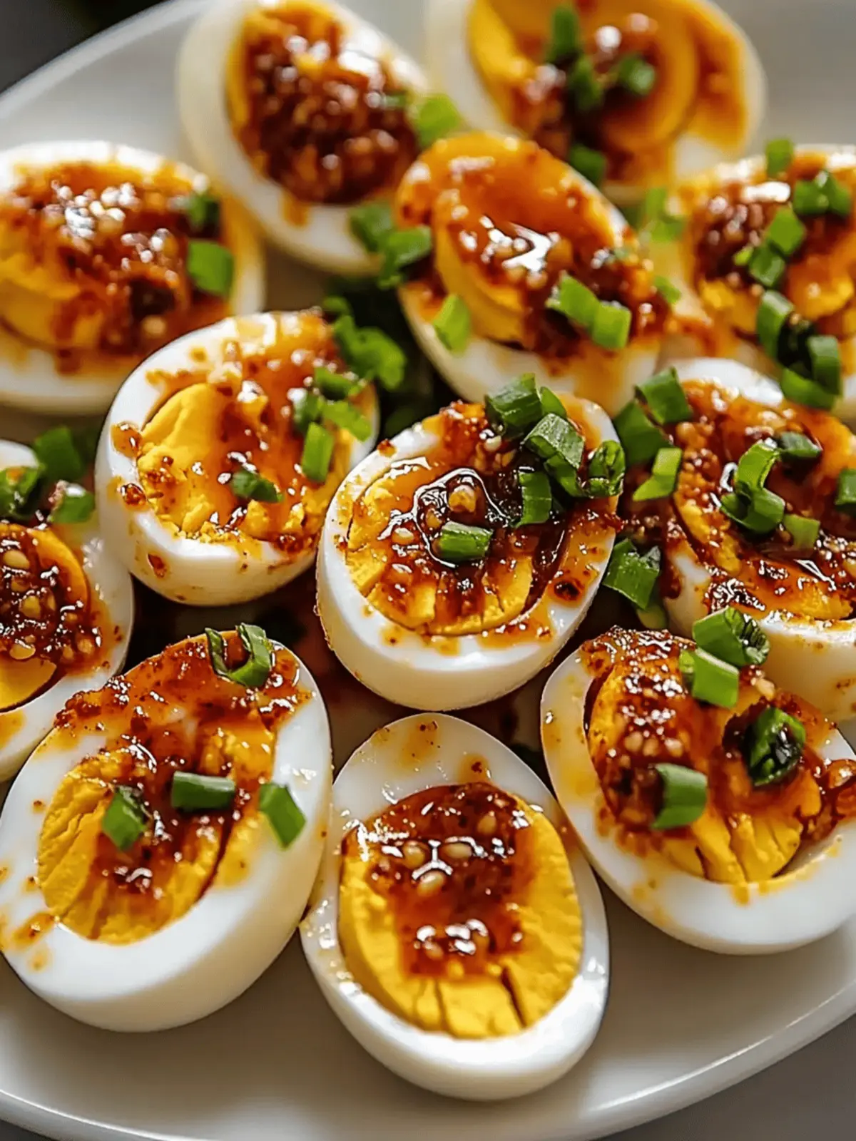 Spicy Chili Garlic Deviled Eggs