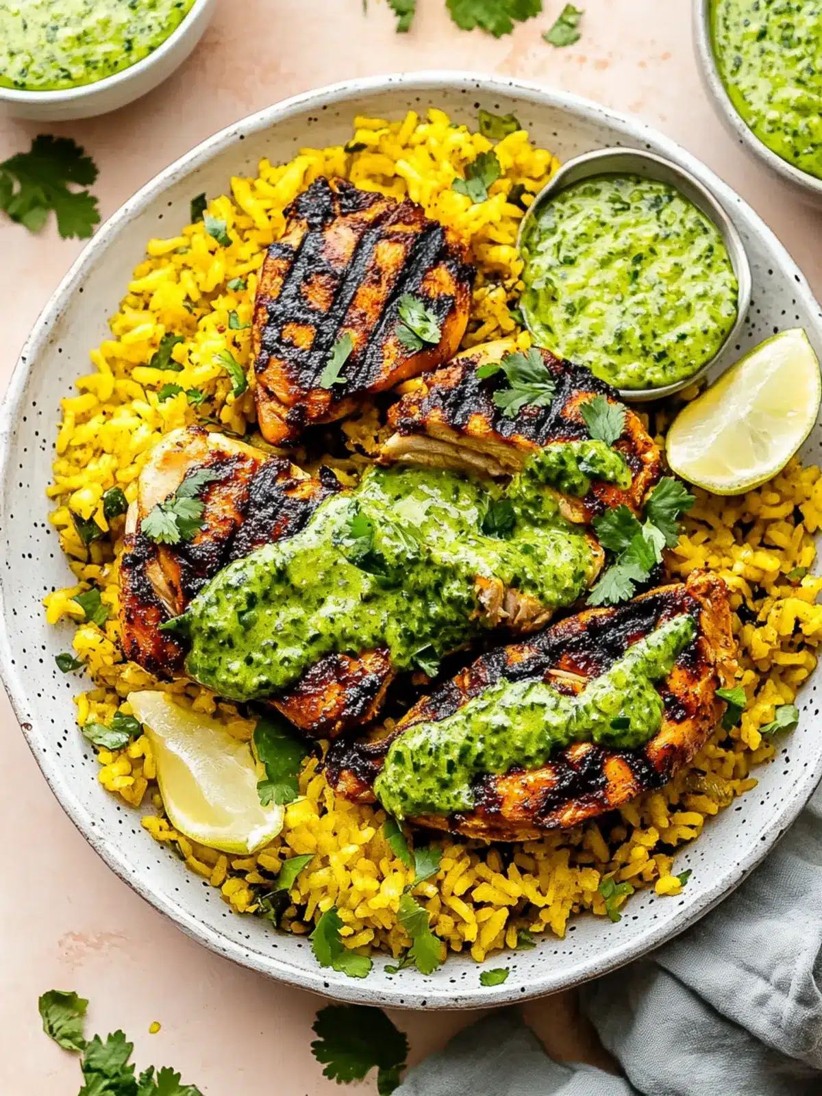 Peruvian Chicken & Rice with Green Sauce