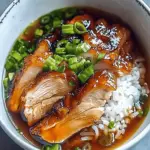 Caramelised Soy Chicken in Garlic Ginger Broth with Rice