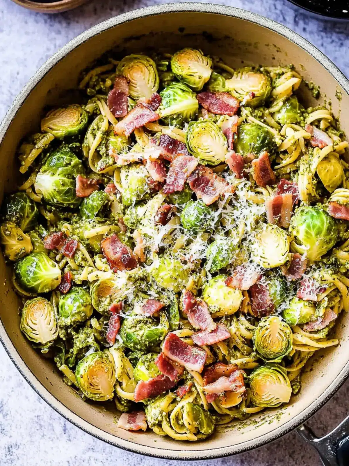 Brussels Sprouts and Bacon Pesto Pasta: Quick Hearty Delight 4 Brussels Sprouts and Bacon Pesto Pasta