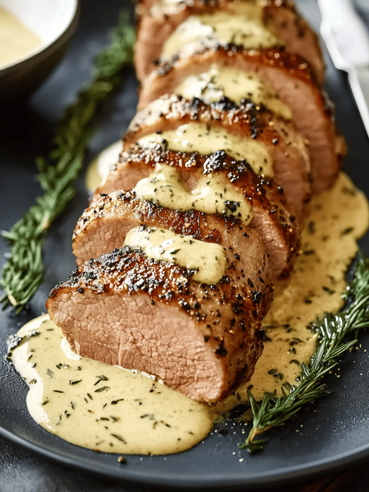 Oven-Baked Pork Tenderloin with Dijon Cream Sauce