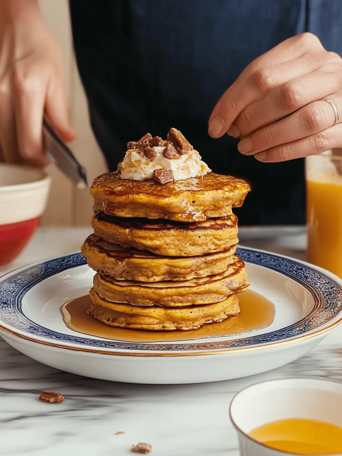Fluffy Pumpkin Pancakes with Whipped Maple Cinnamon Butter