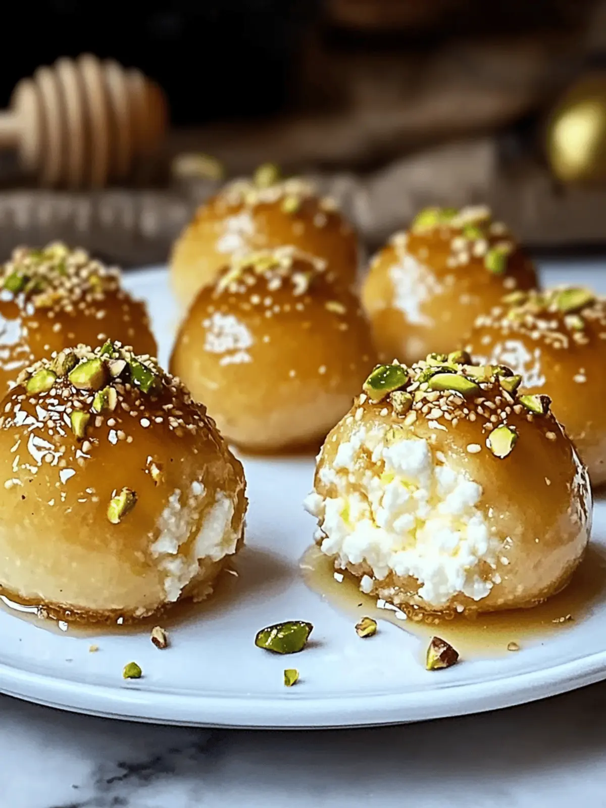 Ricotta pistachio honey bites