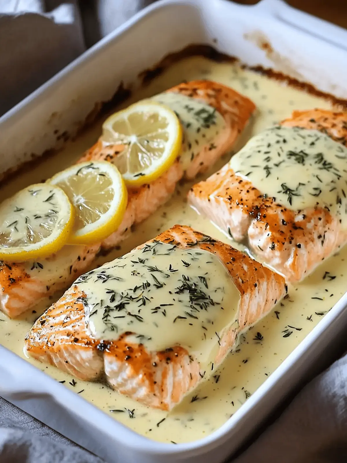 Baked Salmon with Lemon Butter Cream Sauce