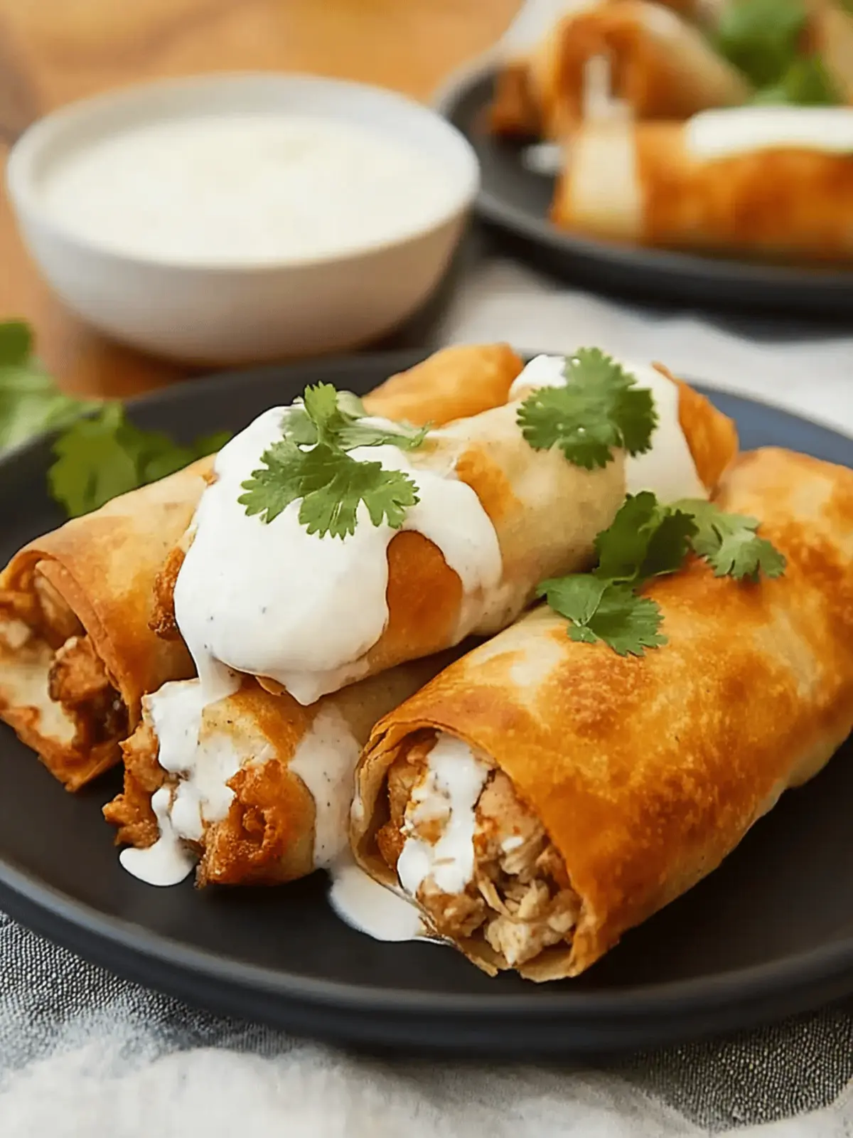 Chicken Chimichangas with Sour Cream Sauce