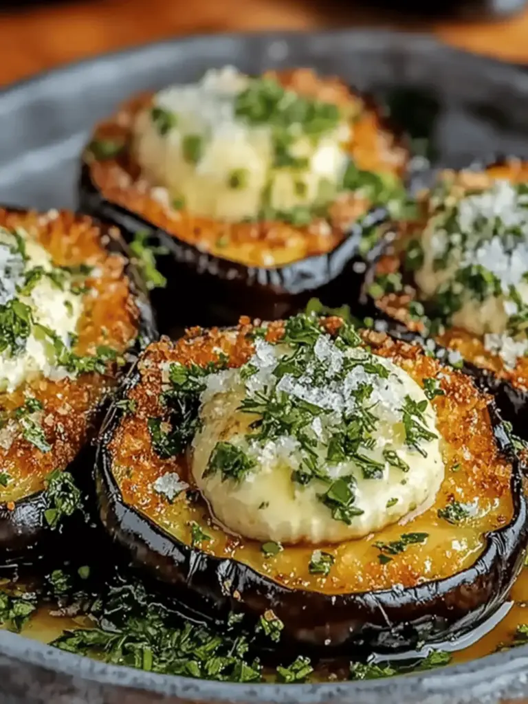 Garlic Herb Crusted Eggplant Slices