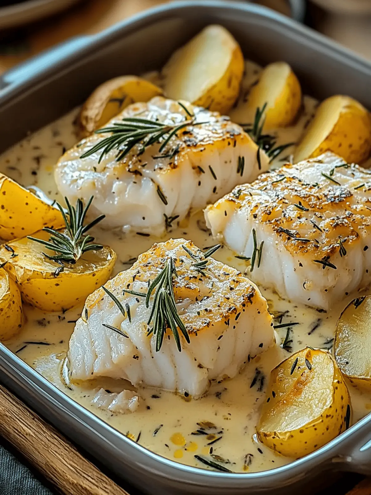 Rosemary Cream Sauce Cod & Potatoes