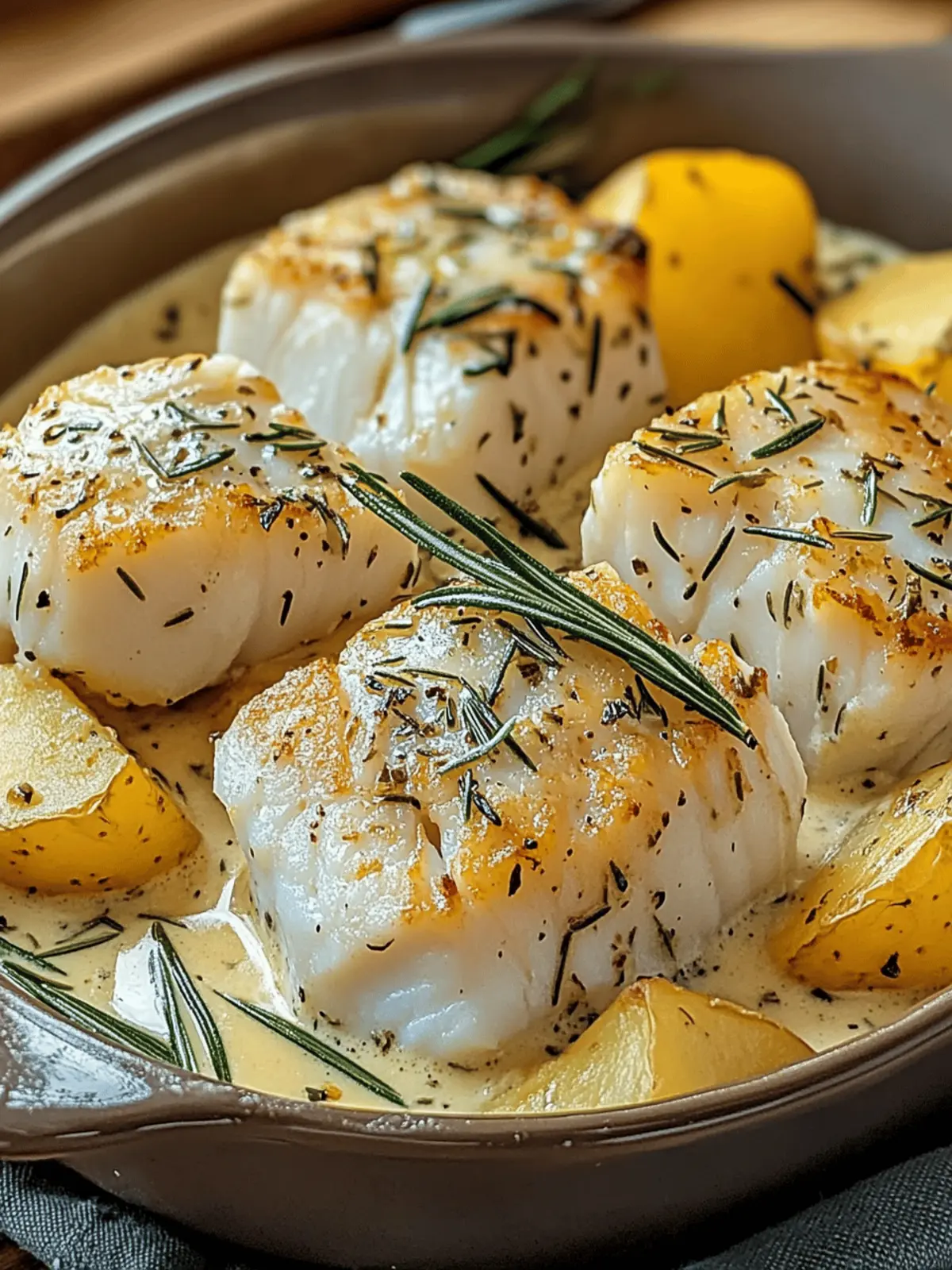 Rosemary Cream Sauce Cod & Potatoes