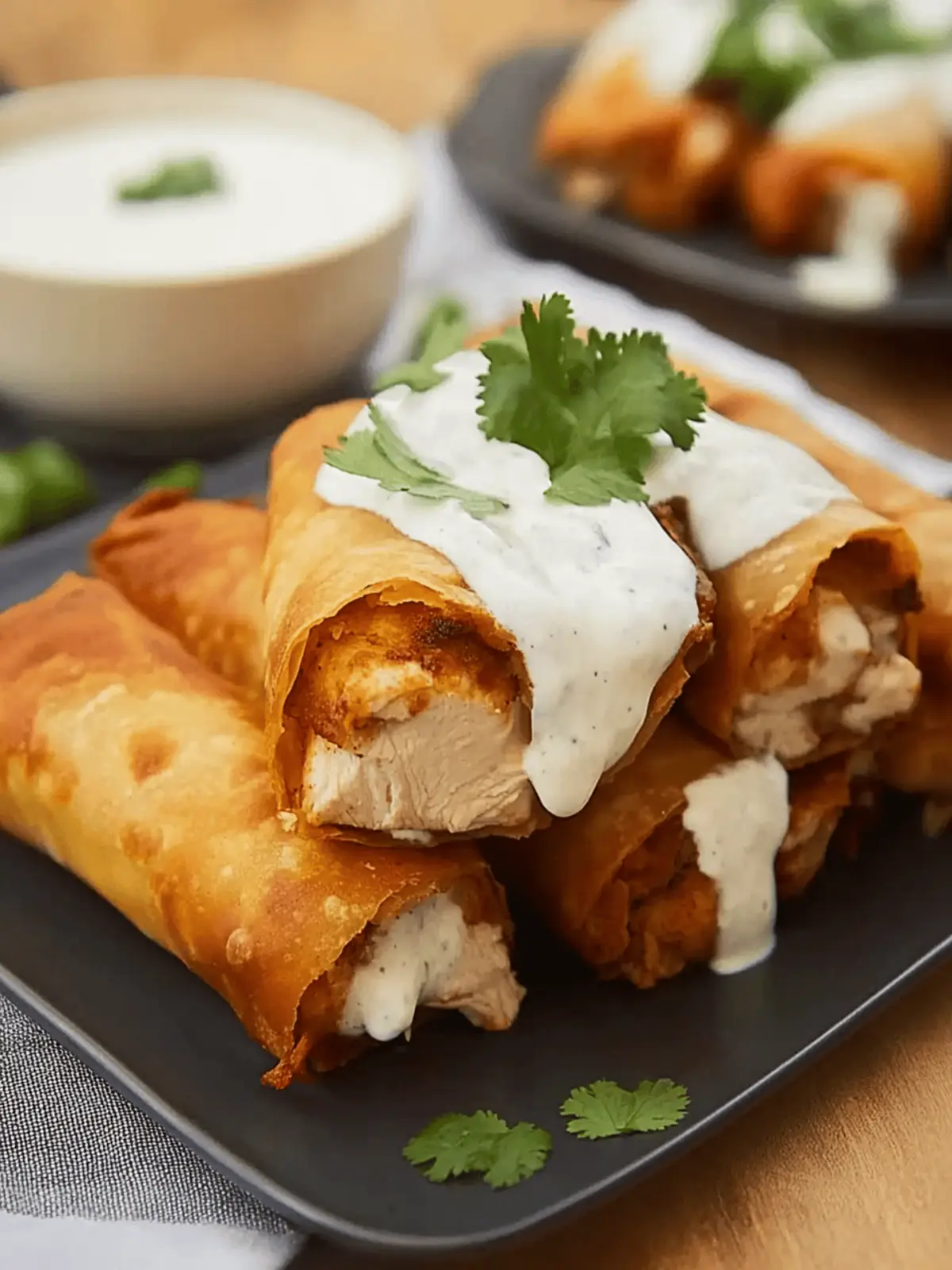 Chicken Chimichangas with Sour Cream Sauce