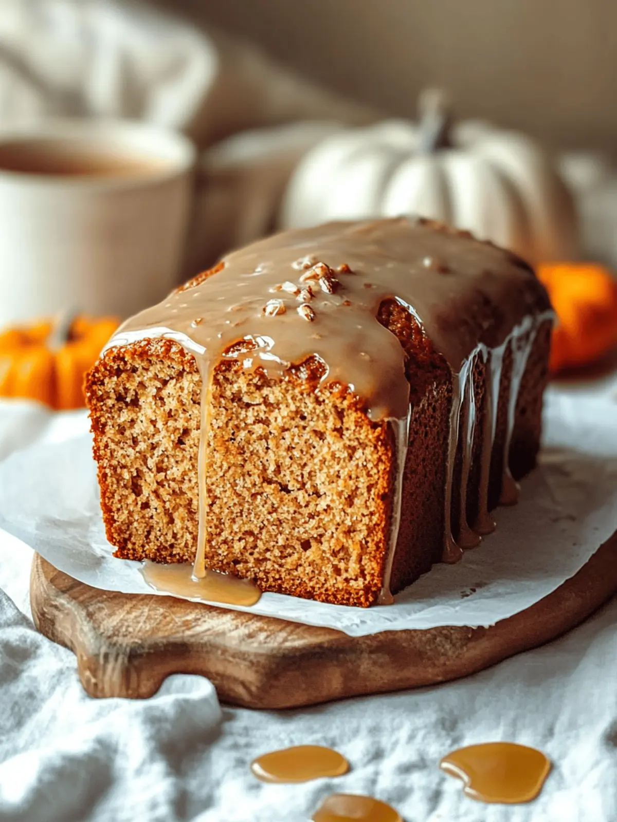 Brown Butter Pumpkin Bread with a Salted Maple Glaze