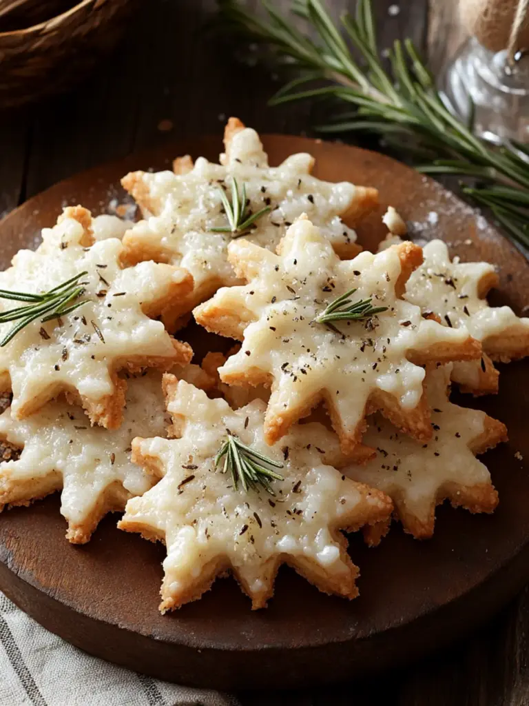 Savory Rosemary Parmesan Snowflake Cookies