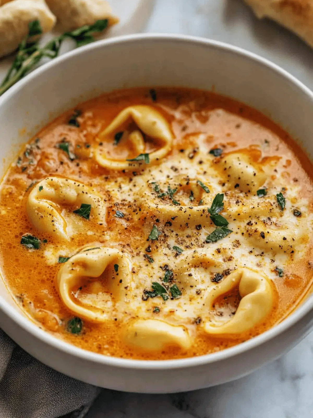 Parmesan Tomato Tortellini Soup