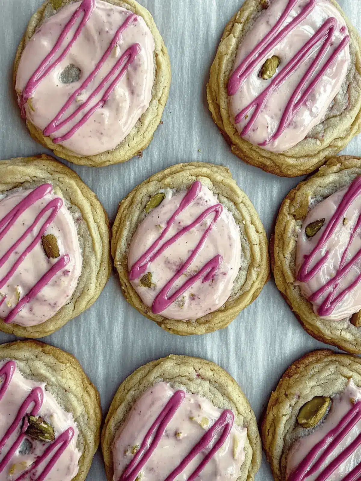 Pistachio and Raspberry Cheesecake Cookies